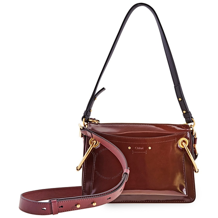 Chloe Small Roy Glossy Shoulder Bag- Burnt Brown CHC18US104A0925B