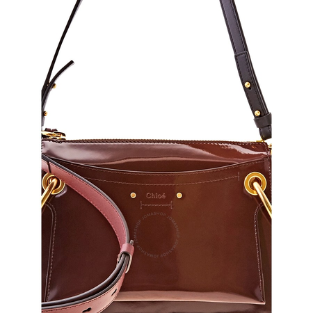 Chloe Small Roy Glossy Shoulder Bag- Burnt Brown CHC18US104A0925B