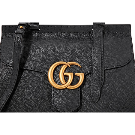 Gucci Ladies Top Handle bag Gg Marmont Black Gu Mmnt Small Th W/Stp Glogo 421890 A7M0T 1000