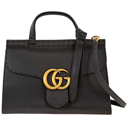 Gucci Ladies Top Handle bag Gg Marmont Black Gu Mmnt Small Th W/Stp Glogo 421890 A7M0T 1000