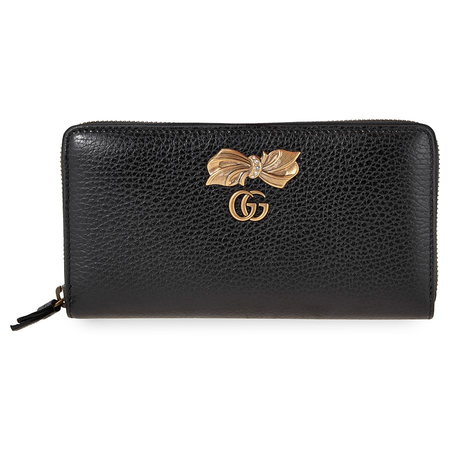 Gucci Womens Zip Around Wallet with Bow- Black 524291 CAOXT 1163