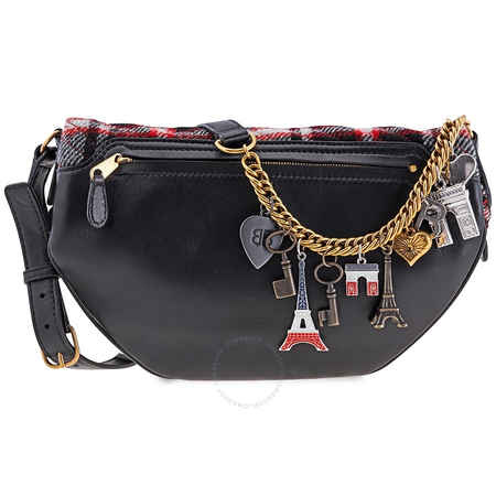 Balenciaga Ladies Leather Souvenir Black/White Souv Beltbag Check 518163 9UY3U 1095