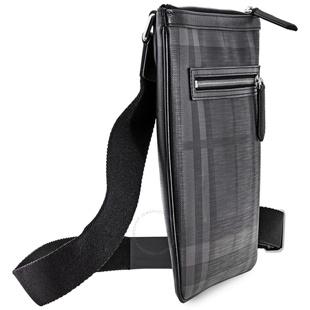 Burberry Men's Flat Crossbody bag London Check Charcoal Beckley Flat 4060086