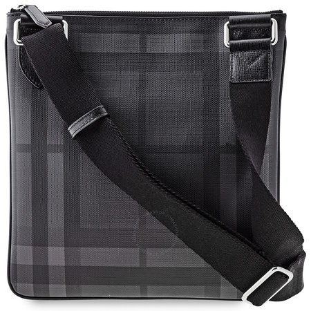 Burberry Men's Flat Crossbody bag London Check Charcoal Beckley Flat 4060086