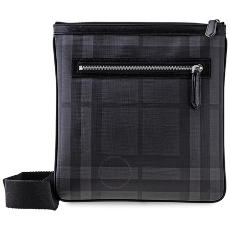 Burberry Men's Flat Crossbody bag London Check Charcoal Beckley Flat 4060086