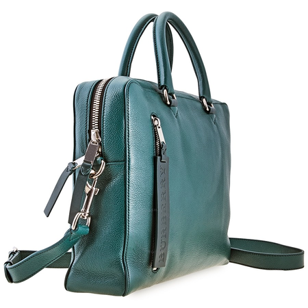 Burberry Men's Briefcase London Grainy Leather Green Blue Spgr Lt Ctrs Zip Briefcse 4075532