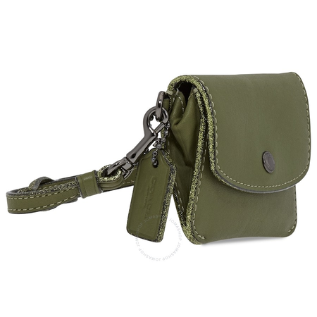 Coach Ladies Card Case Leather Dark Green Mtlc Intrior Crd Pch 21086 DKBH4