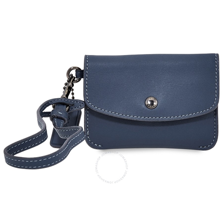 Coach Ladies Card Case Leather Denim Mtlc Edgstn Crd Pch 24308 DKDEN