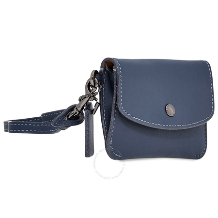 Coach Ladies Card Case Leather Denim Mtlc Edgstn Crd Pch 24308 DKDEN