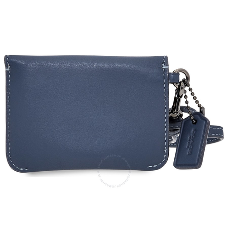 Coach Ladies Card Case Leather Denim Mtlc Edgstn Crd Pch 24308 DKDEN