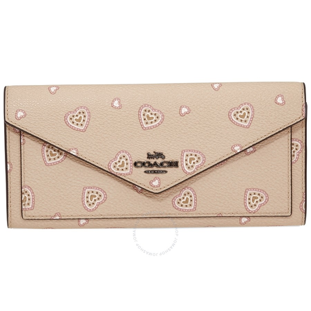 Coach Ladies Continental Wallet Leather Beige Wst Hrt 29987 DKNQ1