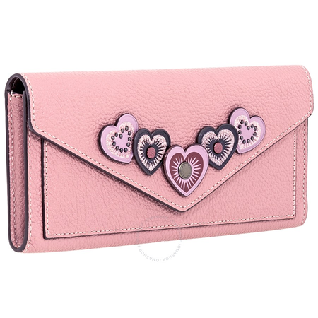 Coach Ladies Continental Wallet Leather Dusty Pink Hrt App 29985 BPDRO