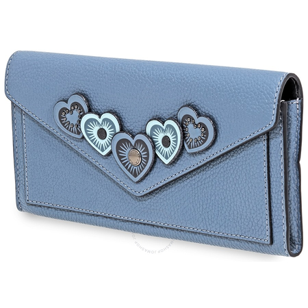 Coach Ladies Continental wallet Novelty Leather Chambray Blue Hrt App Sft Wall 29985 DKCMB