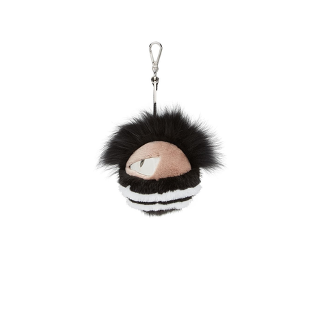 Fendi Men's Keyfobs Charms Black/White Fd Bugs Punk Hair Bi Colr 7AR604-A1W3-F11WT