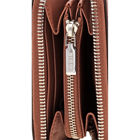 Tod's Ladies Zip Around Wallet Sella Brown/Black Anb Pf. Ziparnd Picc XAWANBAD200IYC208O