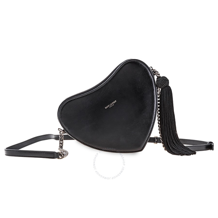 Saint Laurent Heart Leather Shoulder Bag- Black 5406940XB6D1000