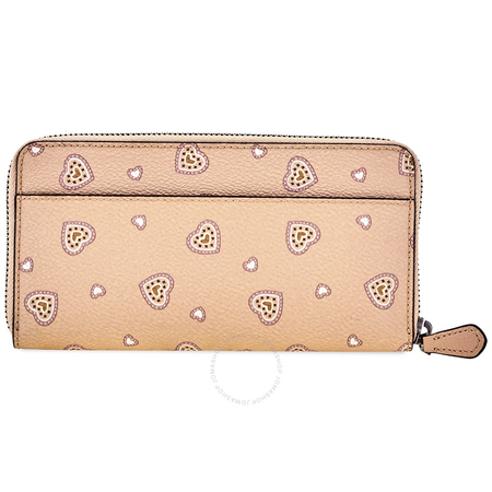 Coach Ladies Zip Around Wallet Leather Beige Wst Hrt Acc Zip 29743 DKNQ1
