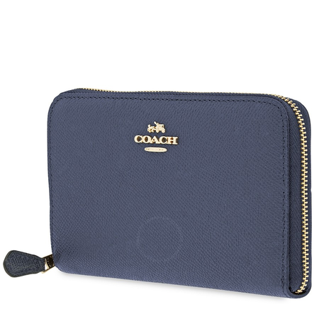 Coach Ladies Zip Around Wallet Leather Navy Co Med Zip Arnd 53981 LINAV
