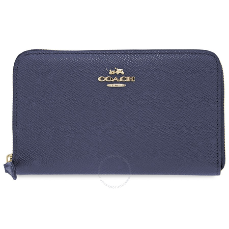 Coach Ladies Zip Around Wallet Leather Navy Co Med Zip Arnd 53981 LINAV