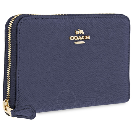 Coach Ladies Zip Around Wallet Leather Navy Co Med Zip Arnd 53981 LINAV