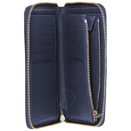 Coach Ladies Zip Around Wallet Leather Navy Co Med Zip Arnd 53981 LINAV