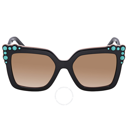 Fendi Brown Gradient Square Sunglasses with Turquoise Studs FF 0260/S 3H2/53 52 FF 0260/S 3H2/53 52
