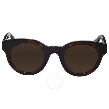 Gucci Dark Havana Round Sunglasses GG0002S-004 46