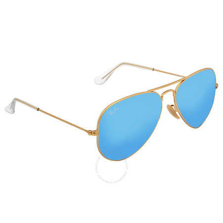 Ray Ban Ray-Ban Aviator Metal Matte Gold Frame Crystal Blue Mirrored Lenses Large Sunglasses RB3025 112/17 58