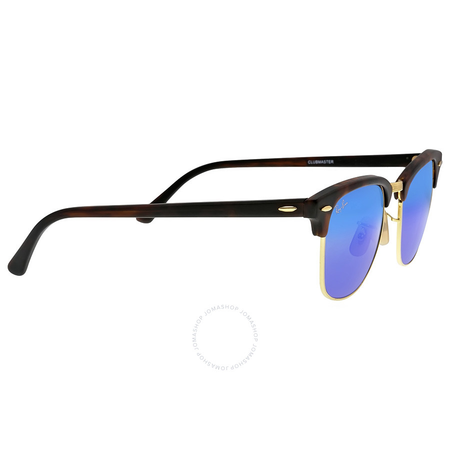 Ray Ban Ray-Ban Classic Clubmaster Blue Flash Lenses Tortoise-shell Plastic Frame Men's Sunglasses RB3016-51-114517 RB3016 114517 51-21