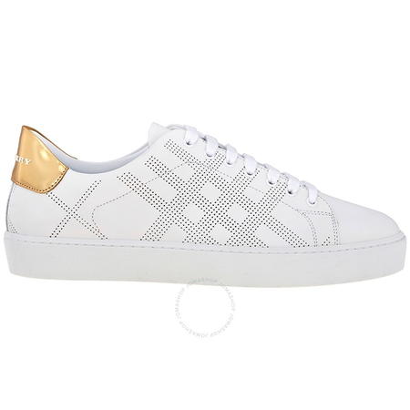 Burberry Ladies Lace Up House Check White Sneakers 4042945/4058535