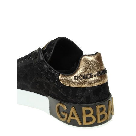 Dolce and Gabbana Dolce & Gabbana Ladies Low Top Lace-up Leather Sneaker in Black CK1570 AV262 8B956