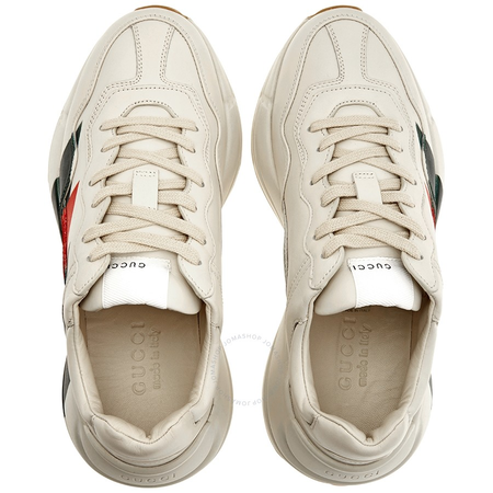 Gucci Men's Rhyton Off White Web Print Leather Sneaker 523535 DRW00 9022