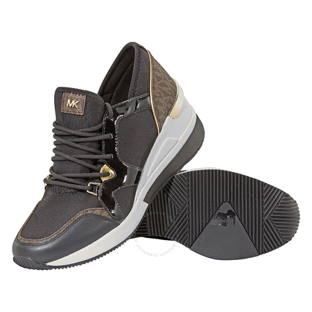 Michael Kors Ladies Sneaker Black Liv Trainer Size 8 43F8SCFS3D-001