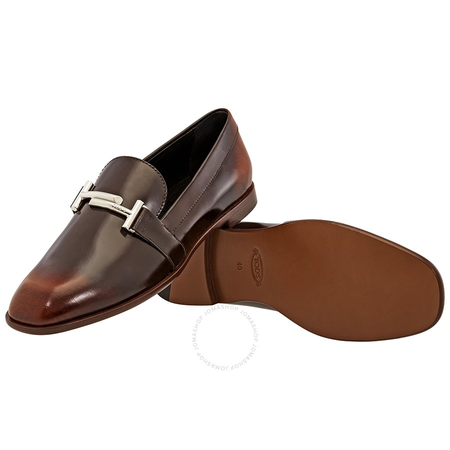 Tod's Womens Semi-Glossy Leather Loafers in Dark Natural XXW0ZZ0Q990SHAS003