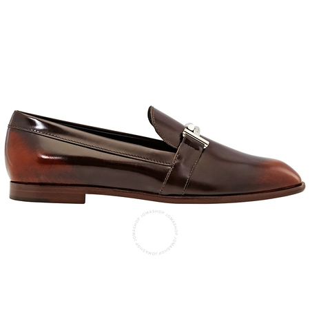Tod's Womens Semi-Glossy Leather Loafers in Dark Natural XXW0ZZ0Q990SHAS003