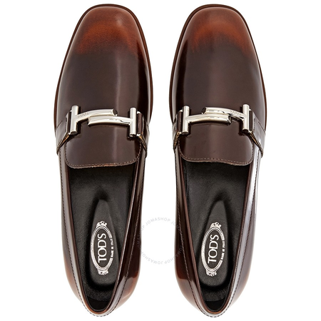 Tod's Womens Semi-Glossy Leather Loafers in Dark Natural XXW0ZZ0Q990SHAS003