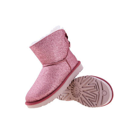 UGG Ladies Classic Canterbury Pink Mini Bailey Bow Glitter 1100053 PINK