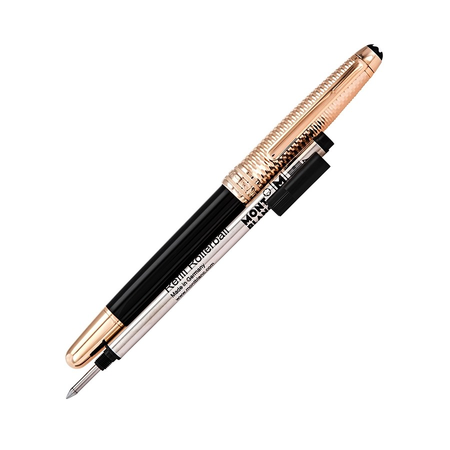 Montblanc Meisterstuck Doue Geometry Champagne Gold-Coated Classique Rollerball Pen 118093