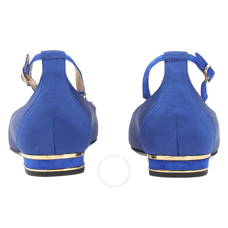 Rene Caovilla Eliza Satin Blue Flat C09158020BLUE