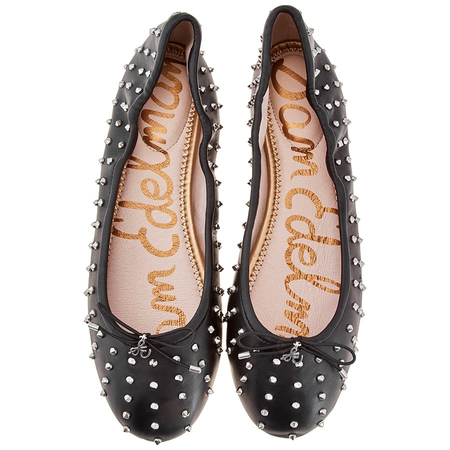 Sam Edelman Ladies Black Flat Ballerina Studded FANLEY SHEEP OPERA LTH BLACK