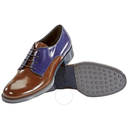 Tod's Womens Glossy Leather Lace-up Shoes in Coffee/Light Blue/Dark Galaxy XXW0WV0M8207LW0AFG