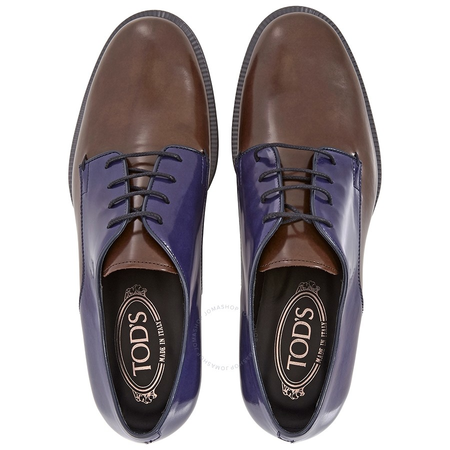 Tod's Womens Glossy Leather Lace-up Shoes in Coffee/Light Blue/Dark Galaxy XXW0WV0M8207LW0AFG