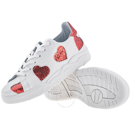 Chiara Ferragni Ladies White Sneaker Heart Red Size 36 CF1913