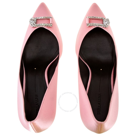 Stella Luna Ladies High Heel Pump Stella Light Pink 85Pt Pump Sat Crys Buckle SL318095 52 SATIN