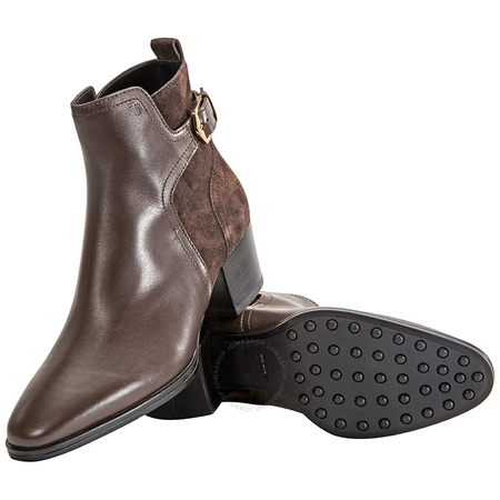 Tod's Womens Leather And Suede Ankle Boots in Chocolate/ Dark Brown XXW0XC0R680EYC446A