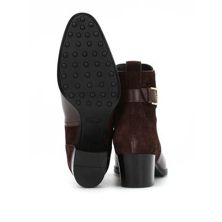 Tod's Womens Leather And Suede Ankle Boots in Chocolate/ Dark Brown XXW0XC0R680EYC446A