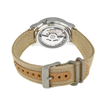 Seiko 5 Beige Dial Beige Canvas Men's Watch SNK803