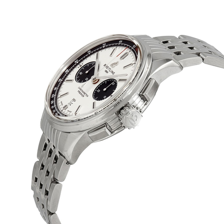 Breitling Premier Chronograph Automatic Chronometer Silver Dial Men's Watch AB0118221G1A1