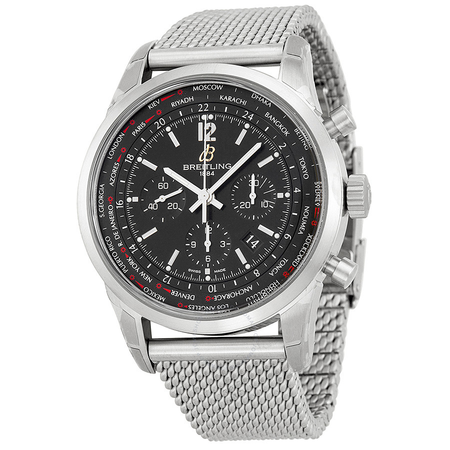 Breitling Transocean Chronograph Unitime Black Dial Steel Men's Watch AB0510U6-BC26SS. AB0510U6-BC26-159A