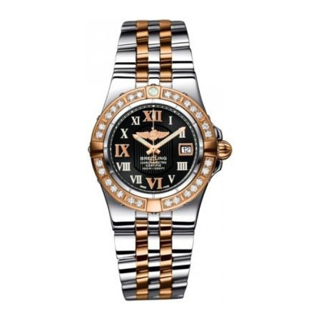 Breitling Galactic 30 Black Dial Steel and 18kt Rose Gold Ladies Watch C71340LA-B952TT